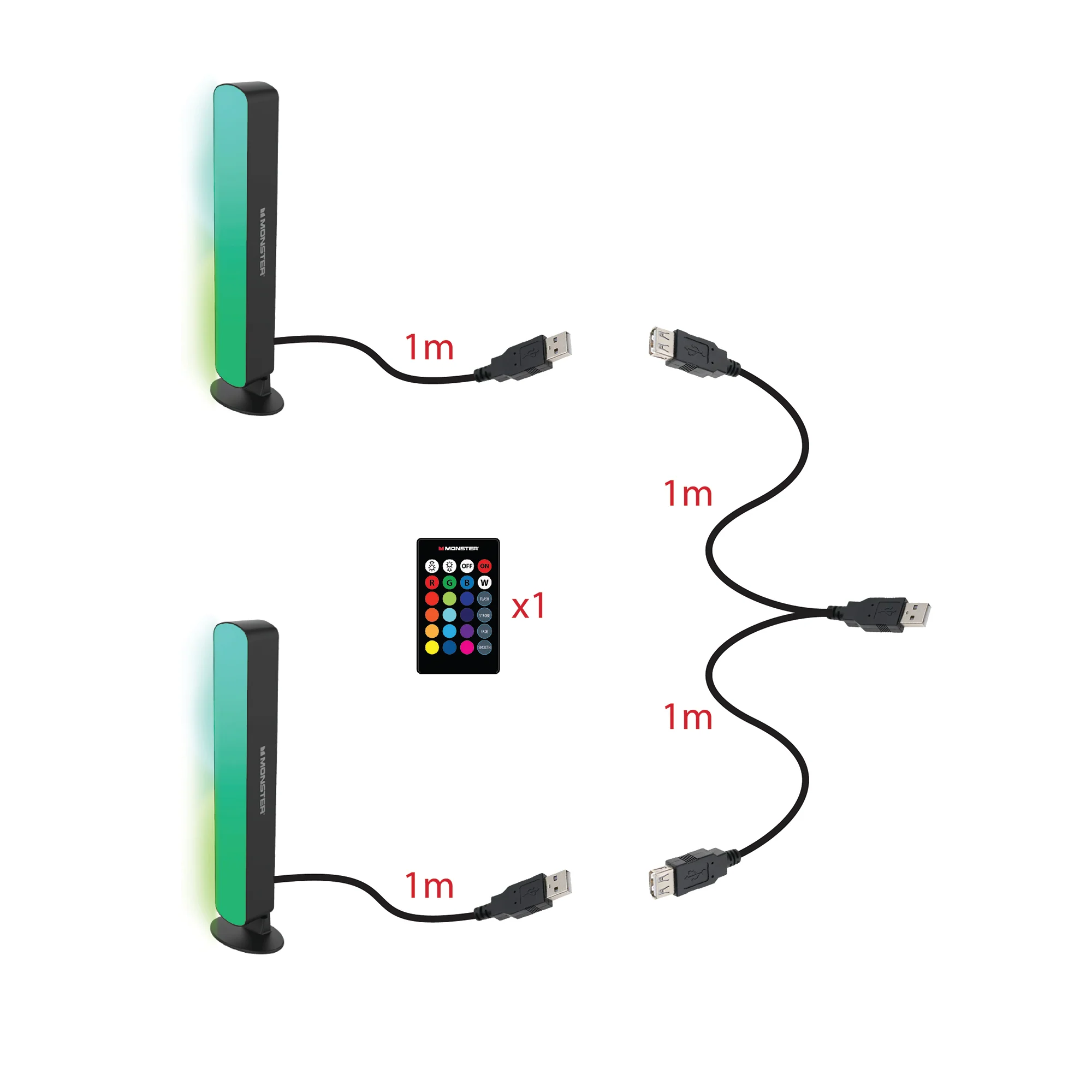 2-Pack Multi-Color LED Light Bar with Multi-Position Base - Image 6
