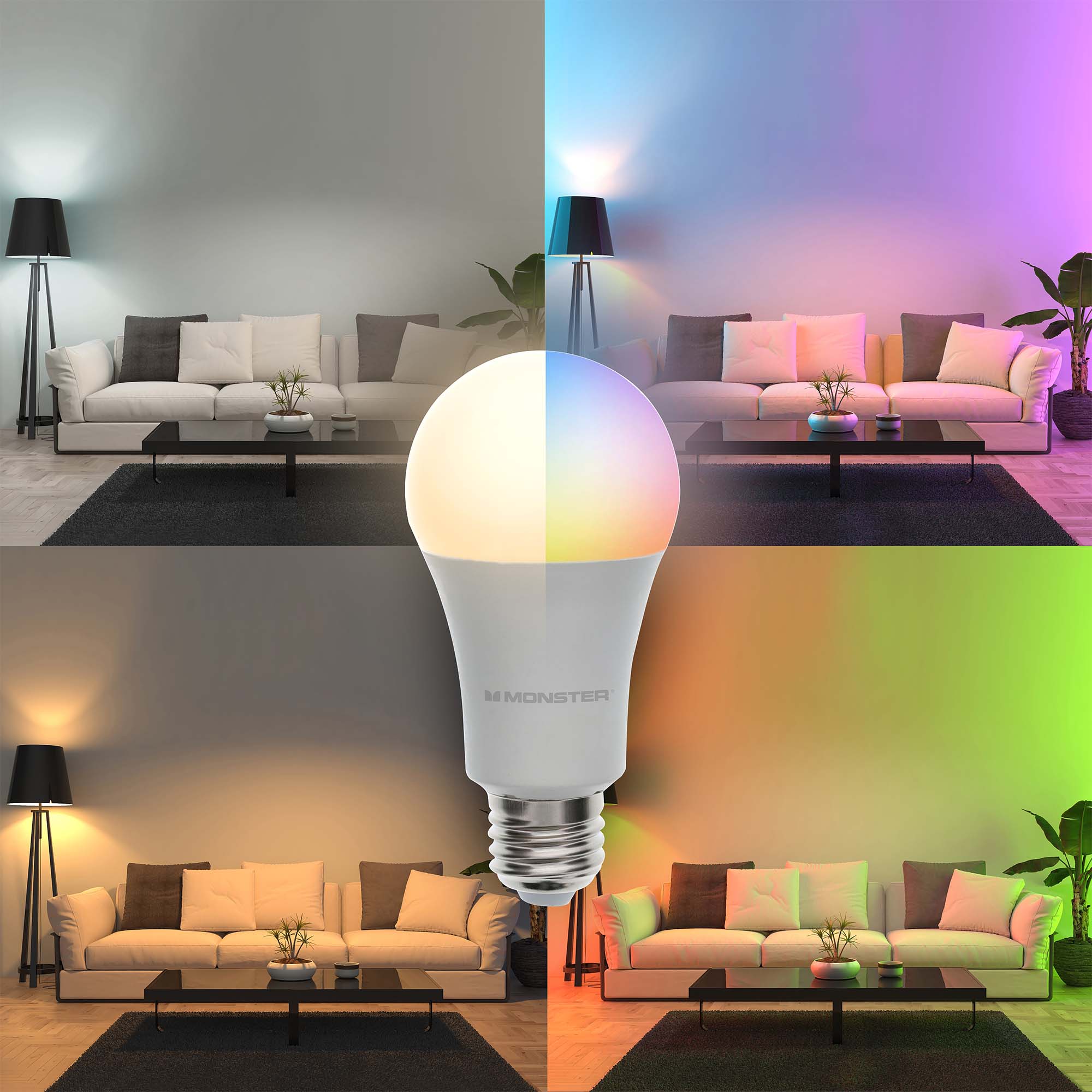 2-Pack Multi-Color and Warm-White Smart LED 60W Light Bulb E26 A19 - Image 4