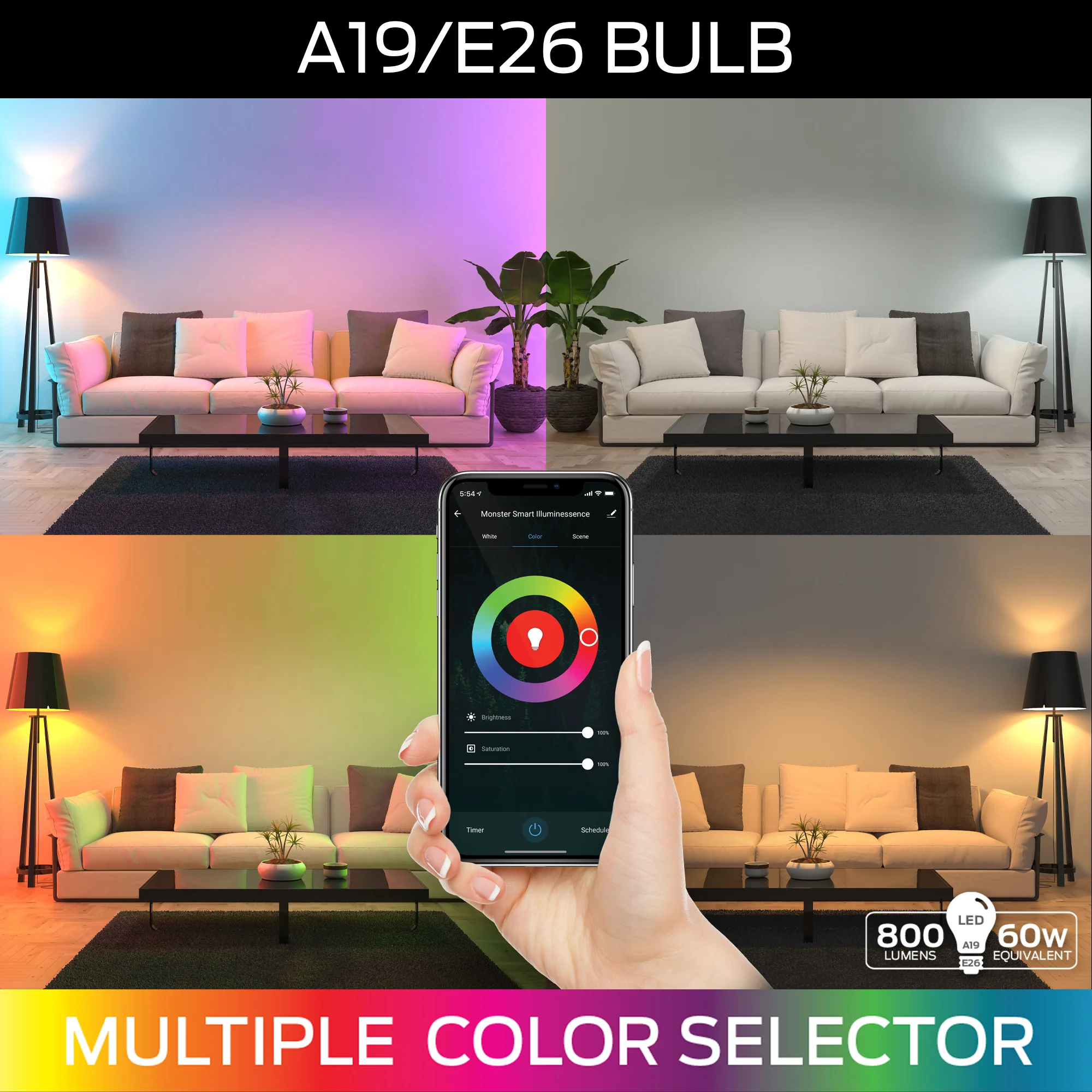 Smart LED Room Kit with Light Bulb and Light Strip - Image 5