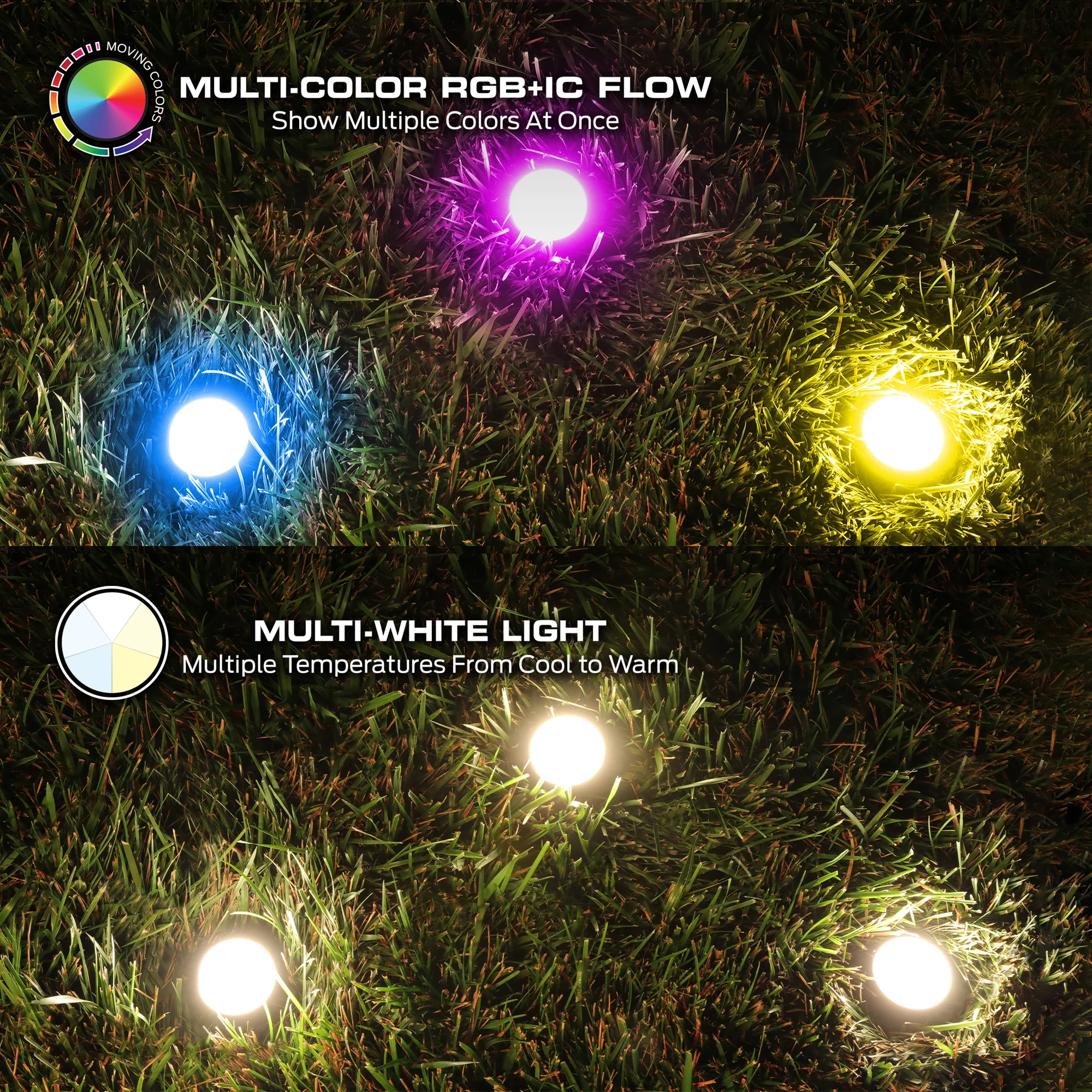Smart Outdoor 50ft Sound Reactive Ground Accent LED Lights, 15 LEDs, Ground Stakes & Wall/Ceiling Mounts, Weather & IP66 Water Resistant - Image 3