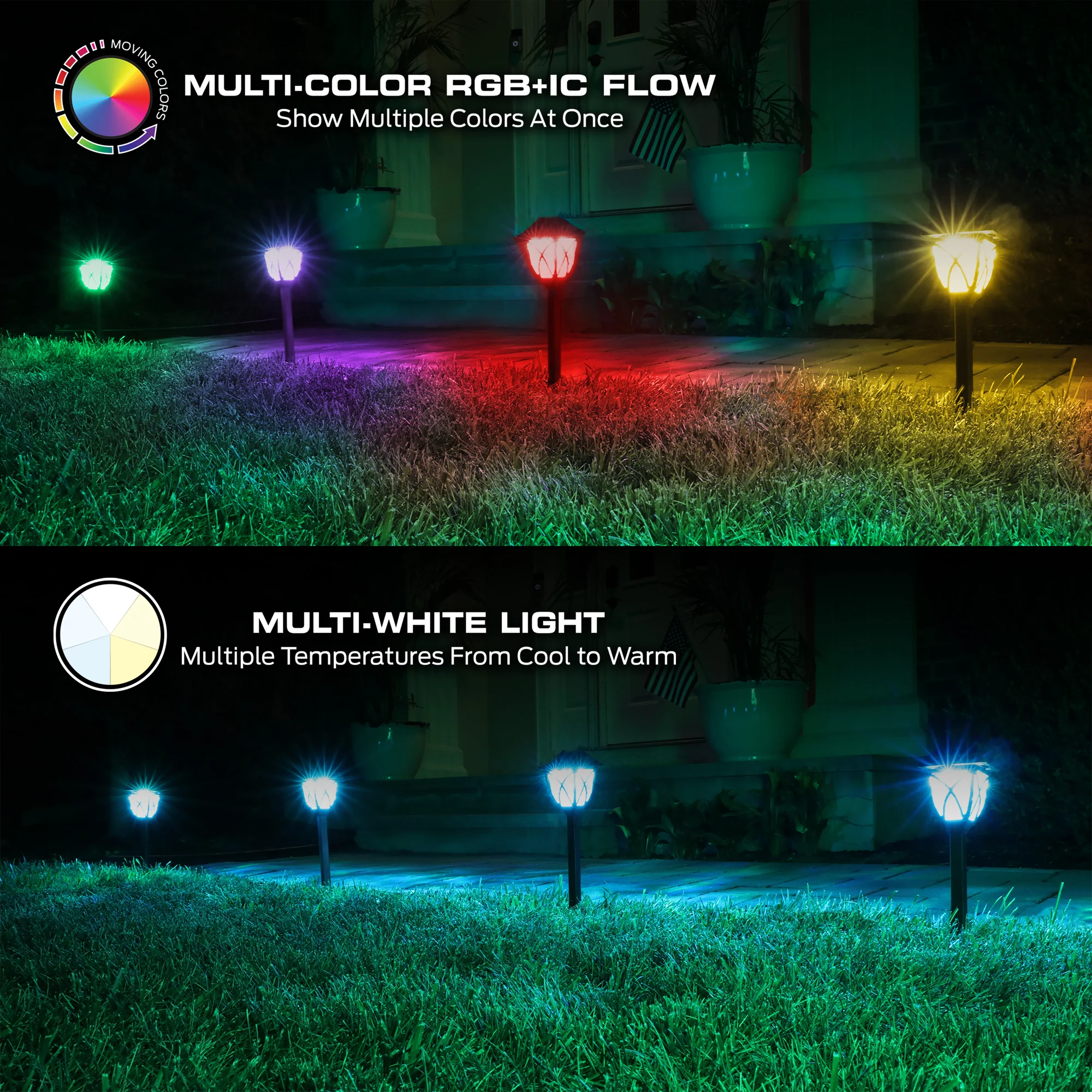 Smart Outdoor Sound Reactive Pathway LED Lights, 4 Individually Controlled Dimmable LEDs, IP66 Water & Weather Resistant - Image 3