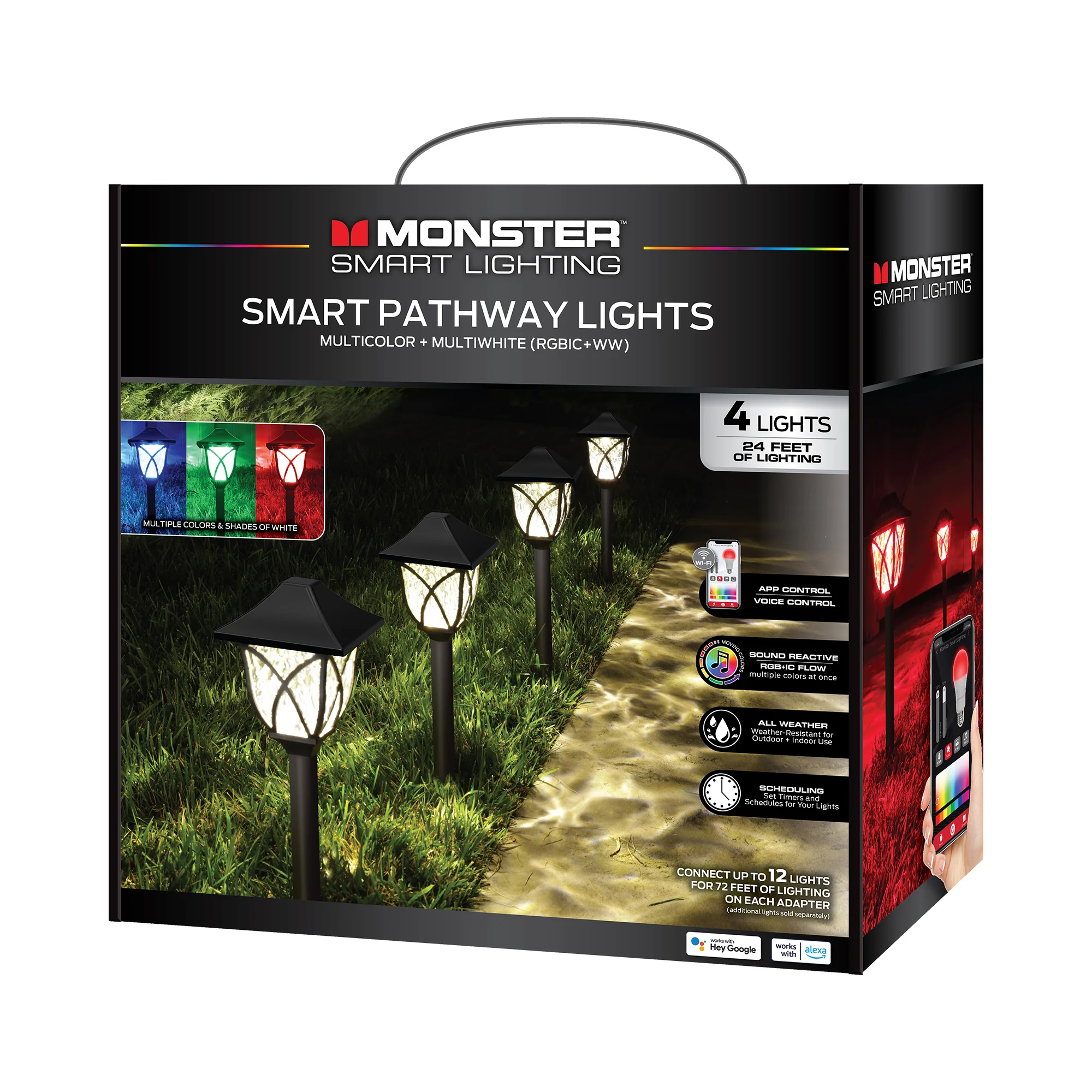 Smart Outdoor Sound Reactive Pathway LED Lights, 4 Individually Controlled Dimmable LEDs, IP66 Water & Weather Resistant - Image 8
