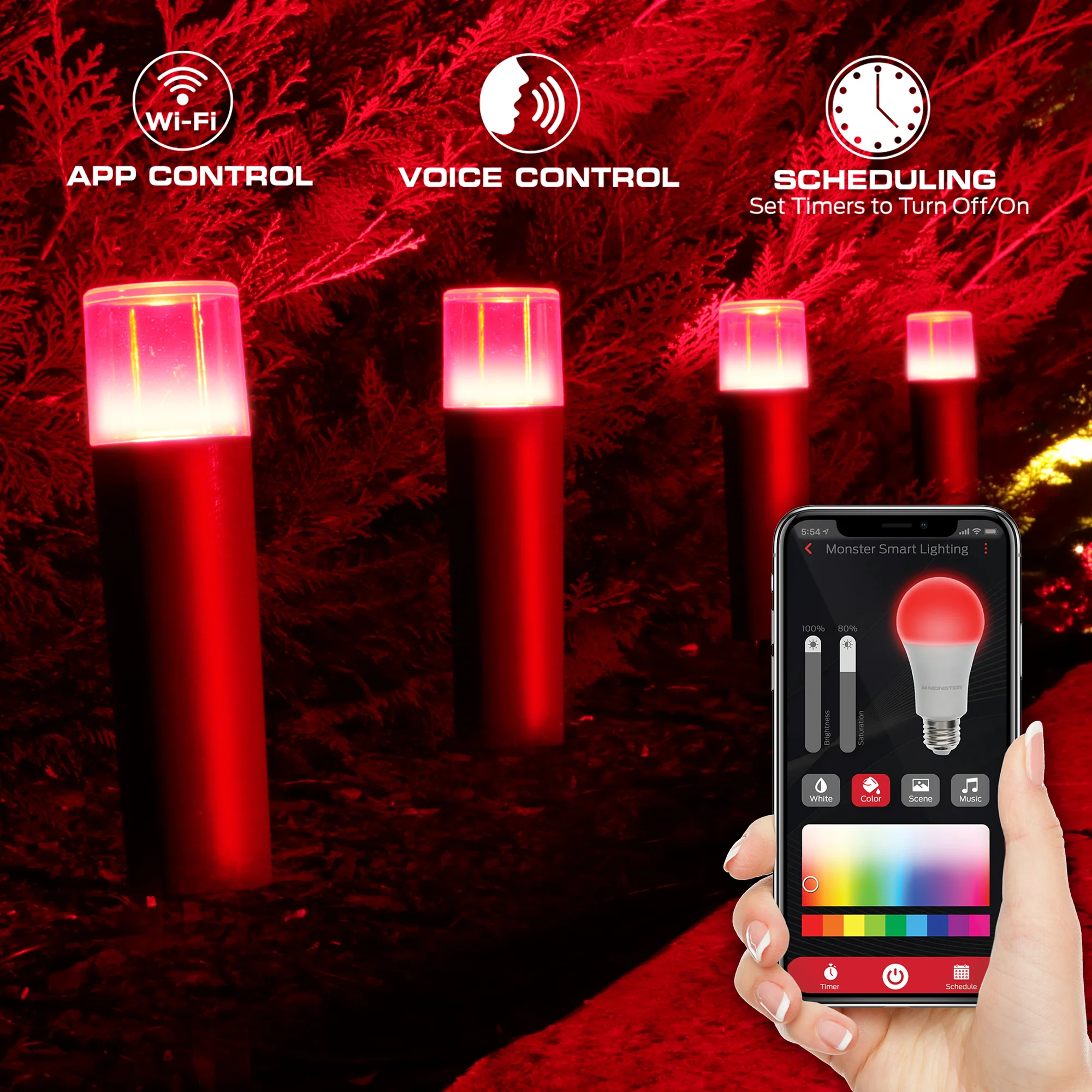 Smart Sound Reactive Pathway LED Lights, 4 Individually Controlled Dimmable LEDs, IP66 Water & Weather Resistant - Image 3
